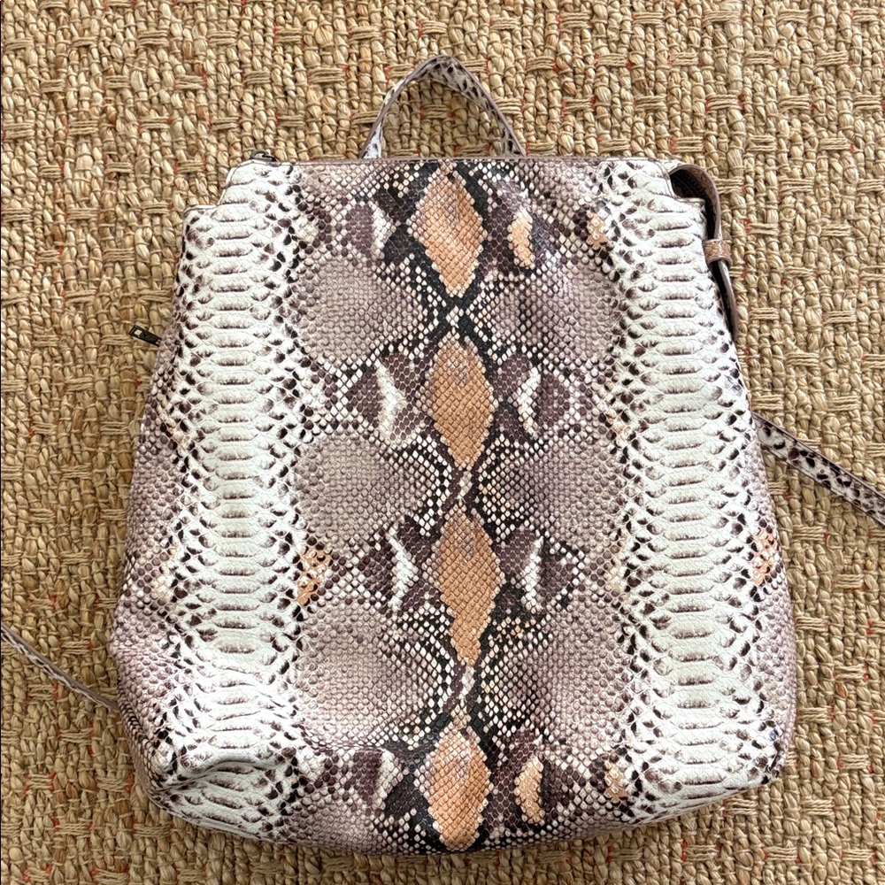 a new day Snake-Print Backpack in Taupe, Cream and Tan